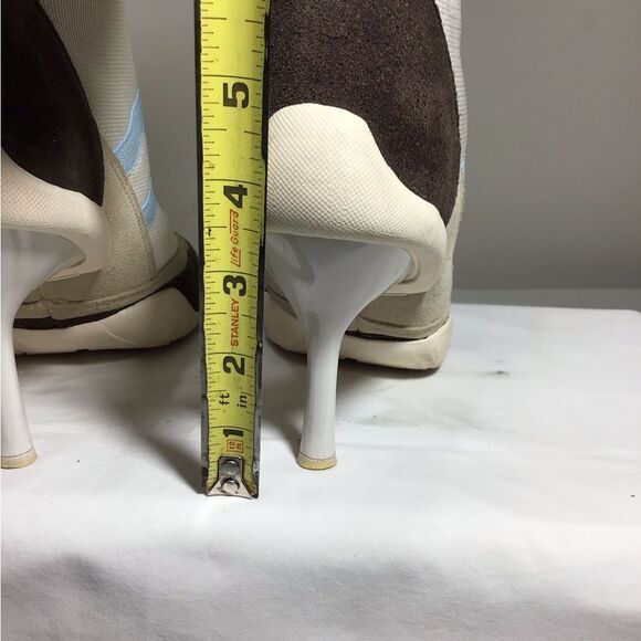 Baker’s Y2K Suede Nylon High Heel Ankle Boots Stylish Beige and Brown Size 8 1/2 - Picture 10 of 14